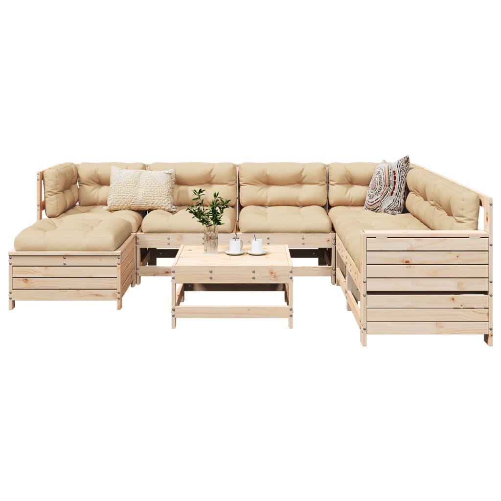 8 Piece Garden Sofa Set Solid Wood Pine