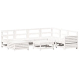 8 Piece Garden Sofa Set White Solid Wood Pine