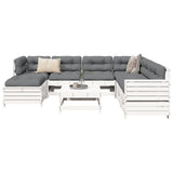8 Piece Garden Sofa Set White Solid Wood Pine