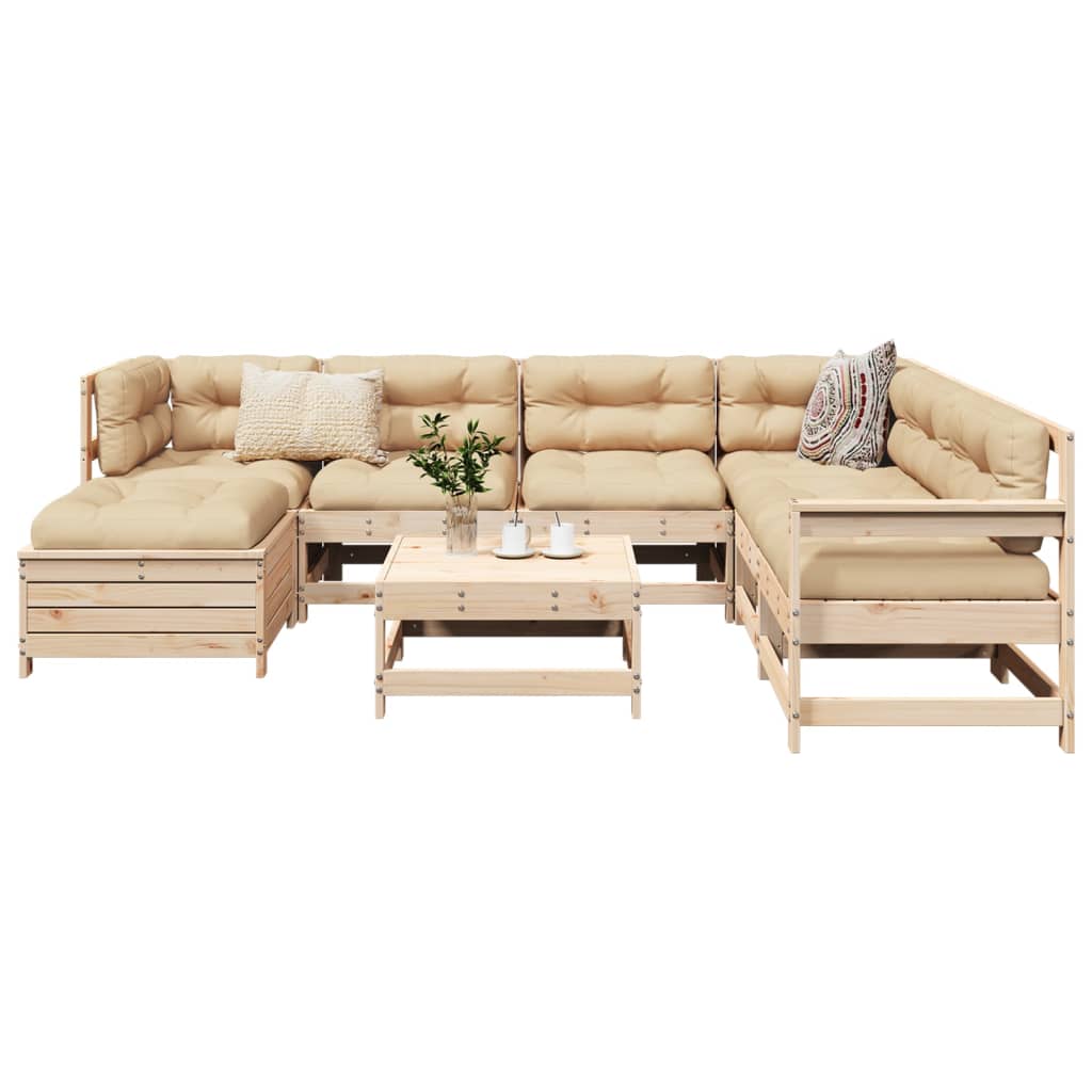 8 Piece Garden Sofa Set Solid Wood Pine