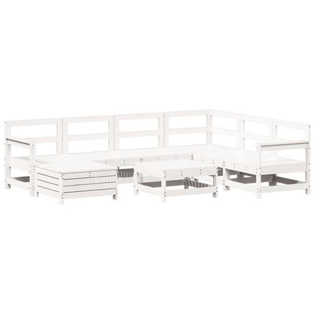 8 Piece Garden Sofa Set White Solid Wood Pine