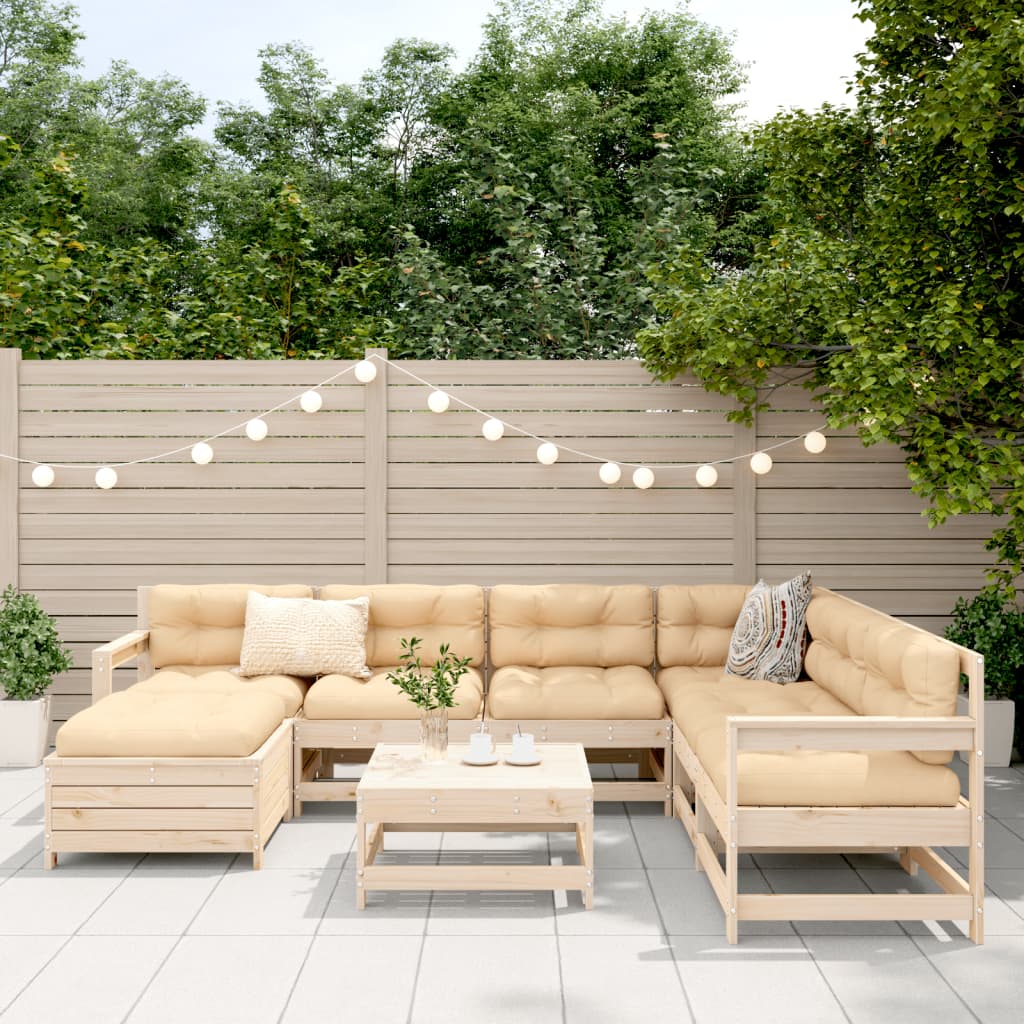 8 Piece Garden Sofa Set Solid Wood Pine