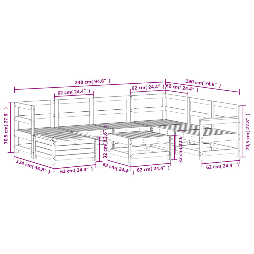8 Piece Garden Sofa Set Solid Wood Douglas Fir