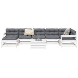 8 Piece Garden Sofa Set White Solid Wood Pine