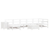 9 Piece Garden Sofa Set White Solid Wood Pine