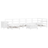 9 Piece Garden Sofa Set White Solid Wood Pine