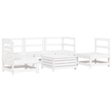 6 Piece Garden Sofa Set White Solid Wood Pine