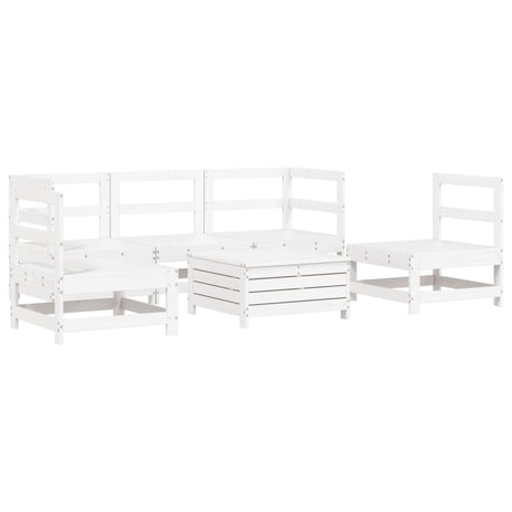 6 Piece Garden Sofa Set White Solid Wood Pine