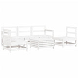 6 Piece Garden Sofa Set White Solid Wood Pine