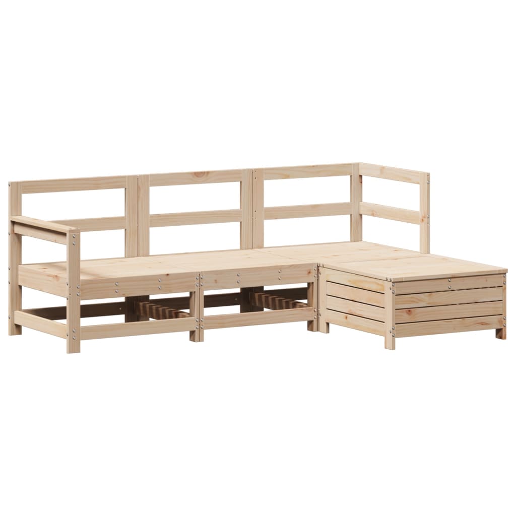 4 Piece Garden Sofa Set Solid Wood Pine