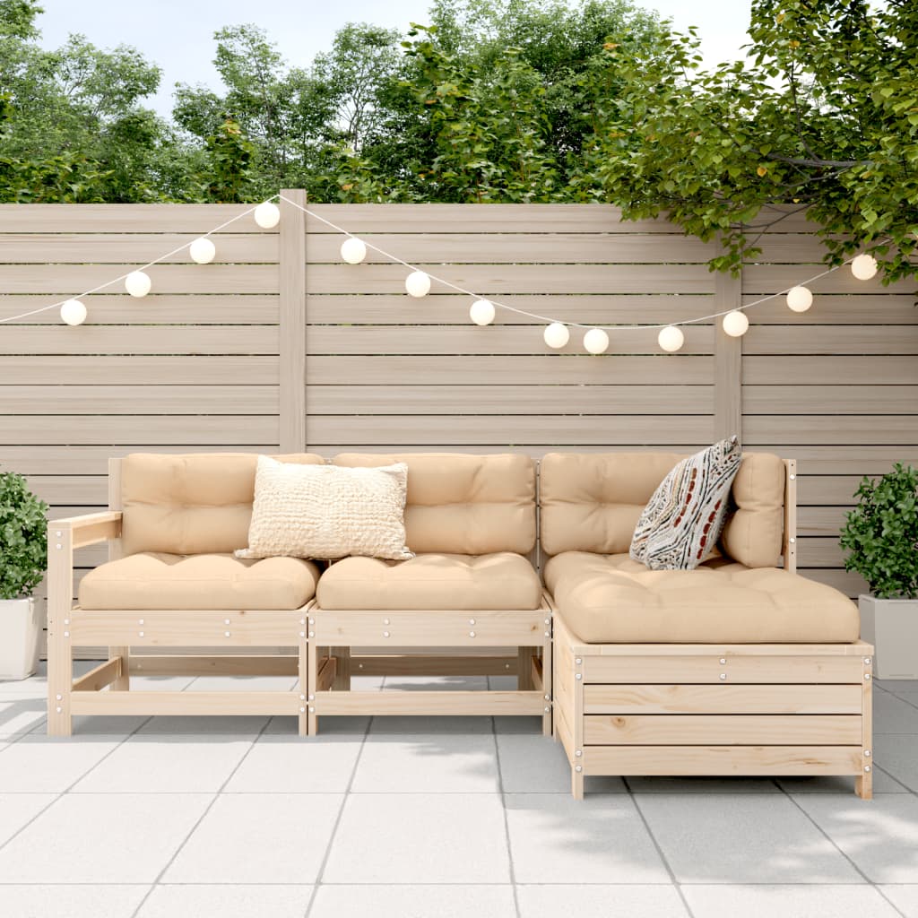 4 Piece Garden Sofa Set Solid Wood Pine