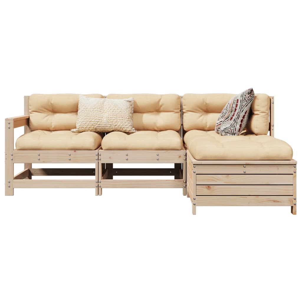 4 Piece Garden Sofa Set Solid Wood Pine