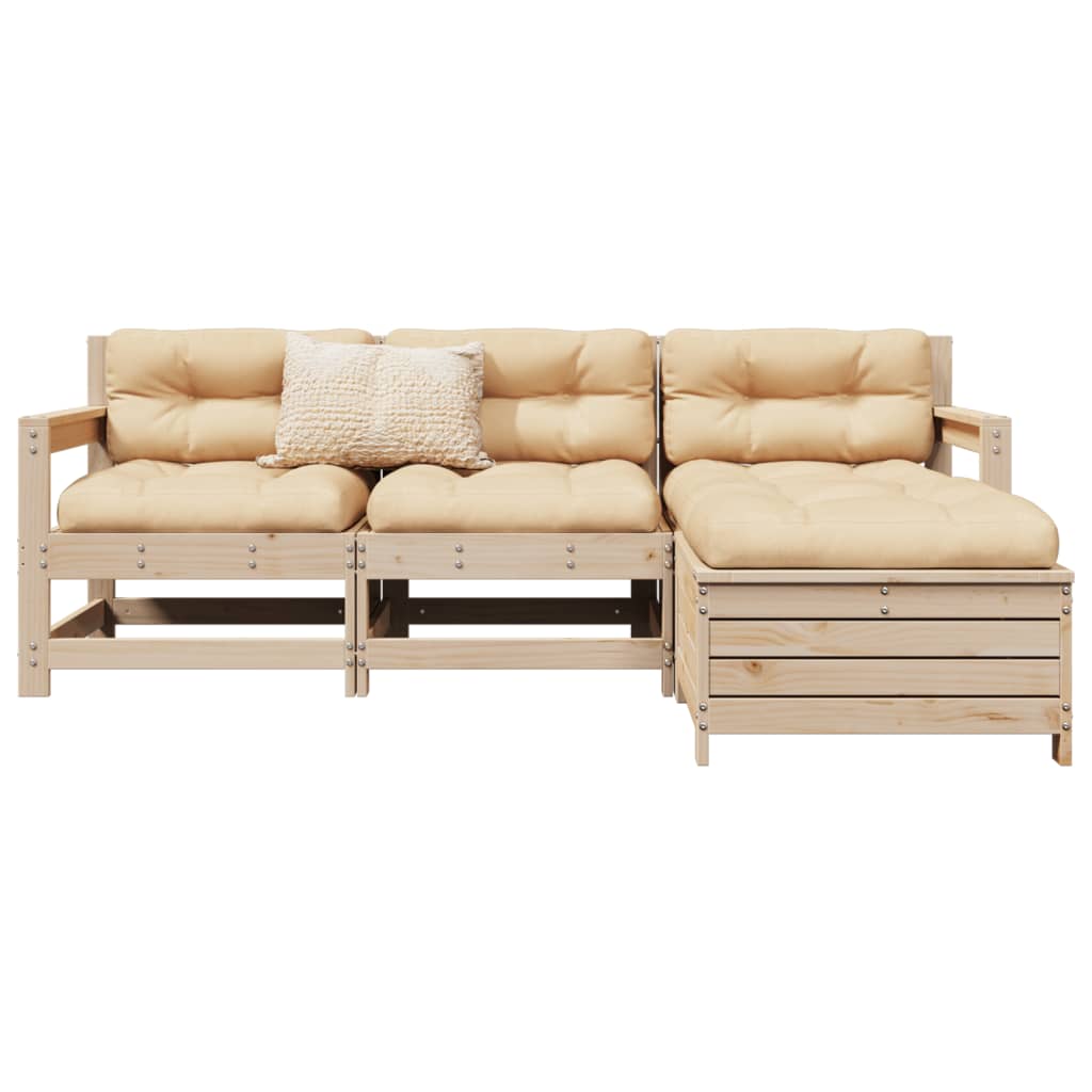 4 Piece Garden Sofa Set Solid Wood Pine