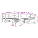 5 Piece Garden Sofa Set White Solid Wood Pine