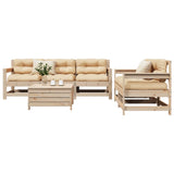 6 Piece Garden Sofa Set Solid Wood Pine