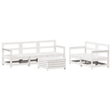 6 Piece Garden Sofa Set White Solid Wood Pine