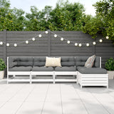 5 Piece Garden Sofa Set White Solid Wood Pine