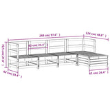 5 Piece Garden Sofa Set White Solid Wood Pine
