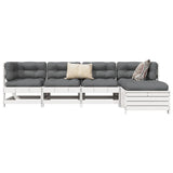 5 Piece Garden Sofa Set White Solid Wood Pine