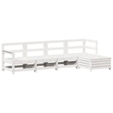 5 Piece Garden Sofa Set White Solid Wood Pine