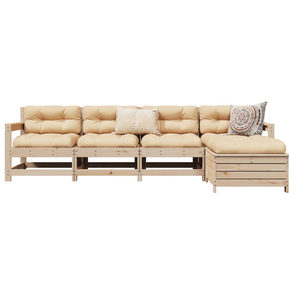 5 Piece Garden Sofa Set Solid Wood Pine