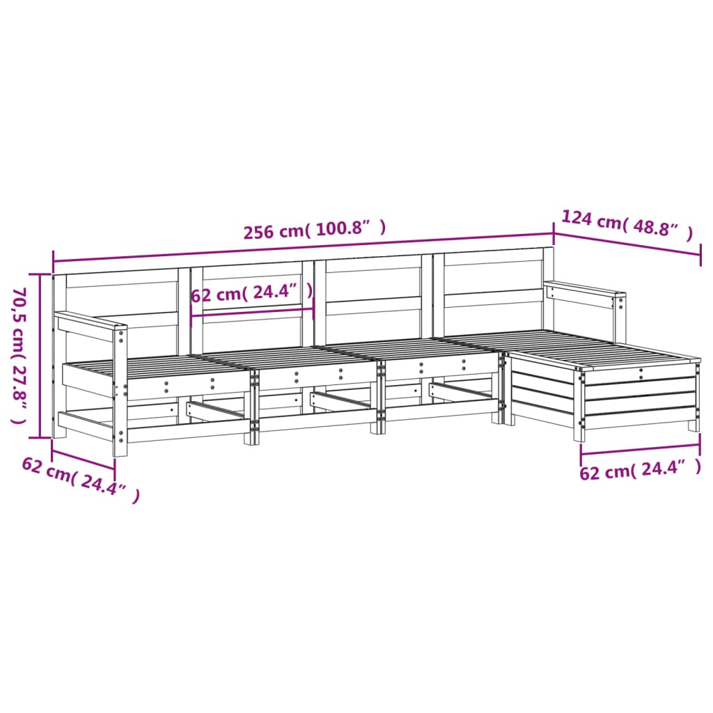 5 Piece Garden Sofa Set Solid Wood Douglas Fir