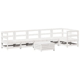 7 Piece Garden Sofa Set White Solid Wood Pine