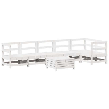 7 Piece Garden Sofa Set White Solid Wood Pine