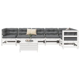7 Piece Garden Sofa Set White Solid Wood Pine