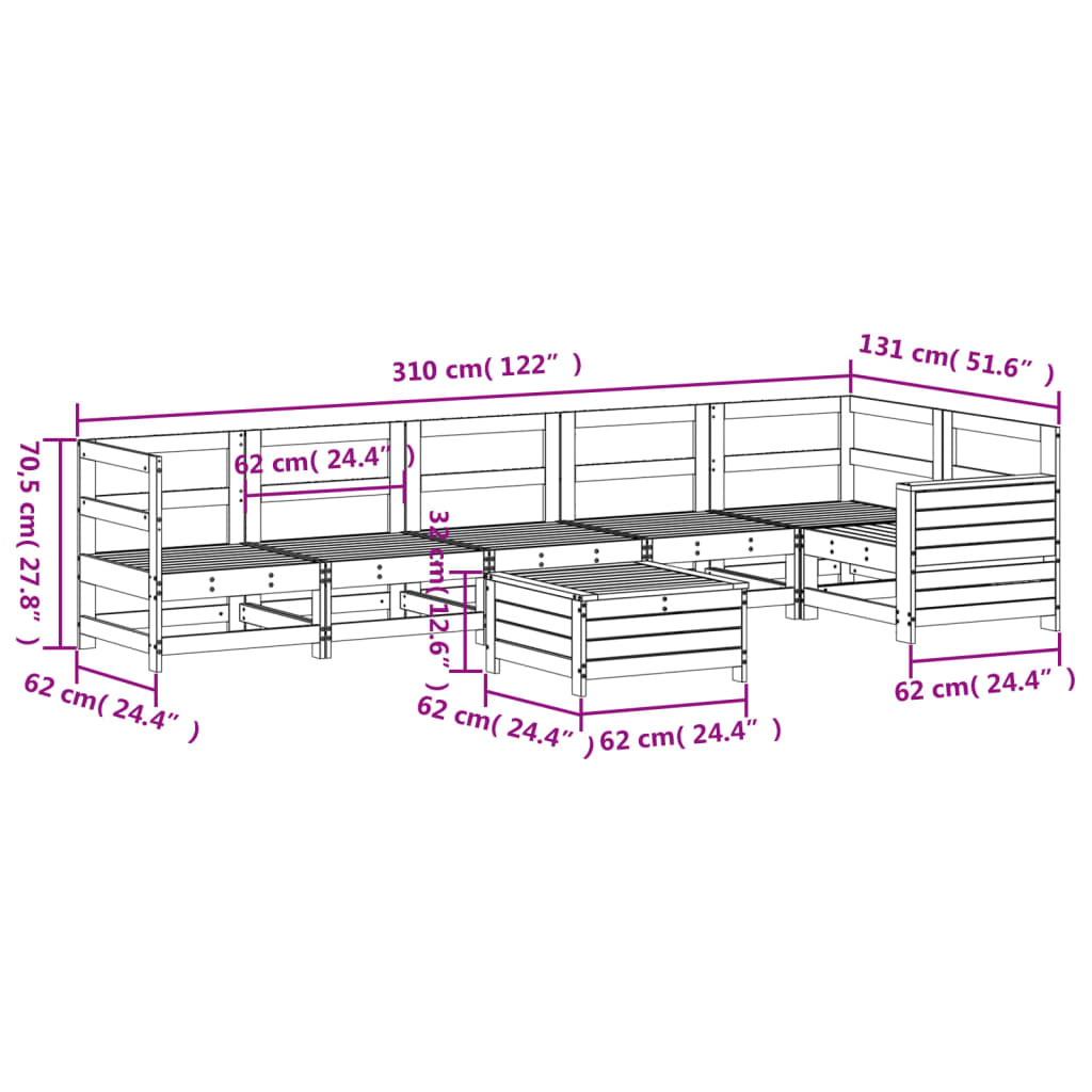 7 Piece Garden Sofa Set Impregnated Wood Pine