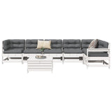 7 Piece Garden Sofa Set White Solid Wood Pine