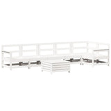 7 Piece Garden Sofa Set White Solid Wood Pine