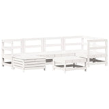 7 Piece Garden Sofa Set White Solid Wood Pine