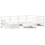 7 Piece Garden Sofa Set White Solid Wood Pine