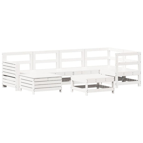 7 Piece Garden Sofa Set White Solid Wood Pine