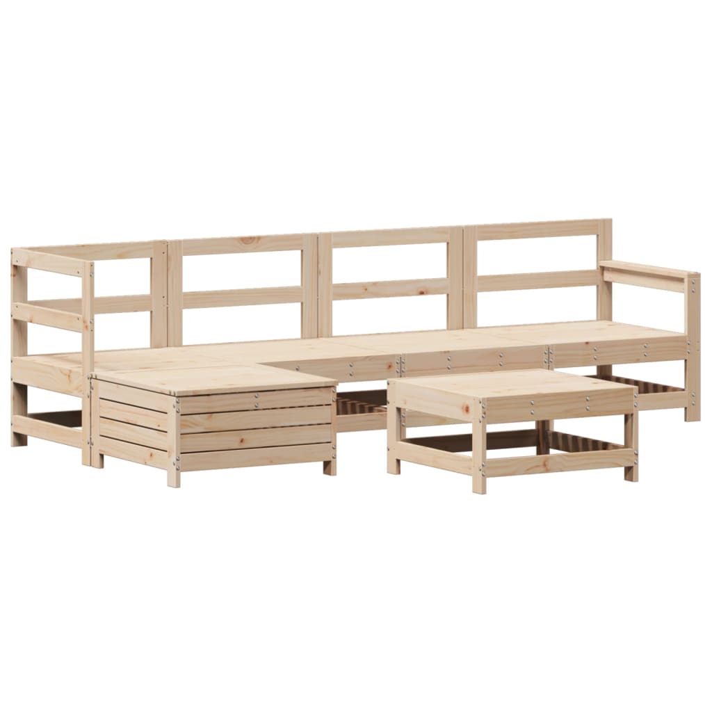 6 Piece Garden Sofa Set Solid Wood Pine