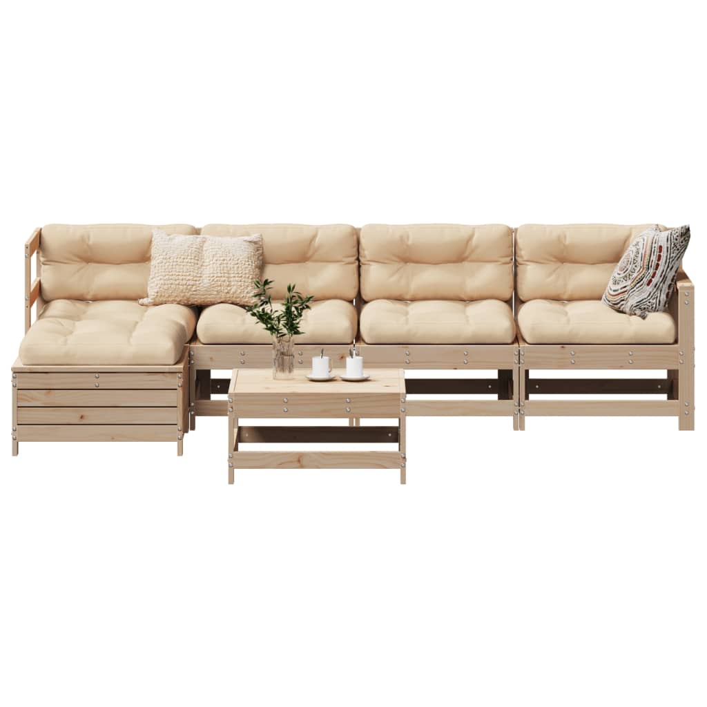 6 Piece Garden Sofa Set Solid Wood Pine