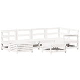 7 Piece Garden Sofa Set White Solid Wood Pine