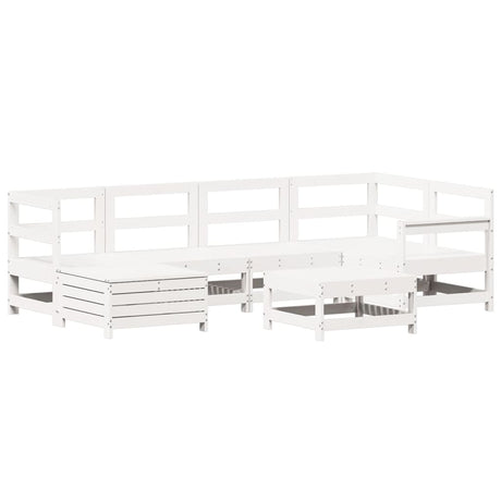 7 Piece Garden Sofa Set White Solid Wood Pine