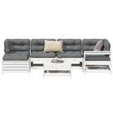 7 Piece Garden Sofa Set White Solid Wood Pine