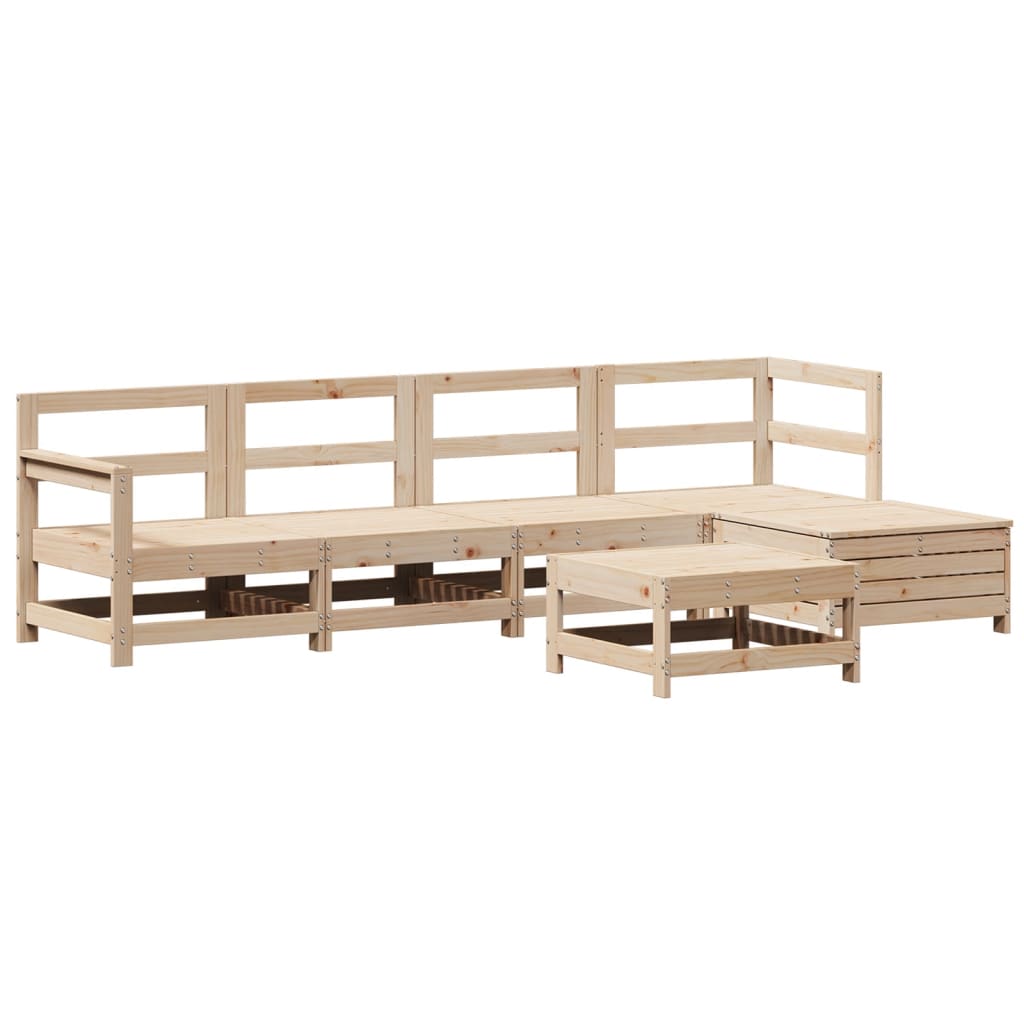 6 Piece Garden Sofa Set Solid Wood Pine