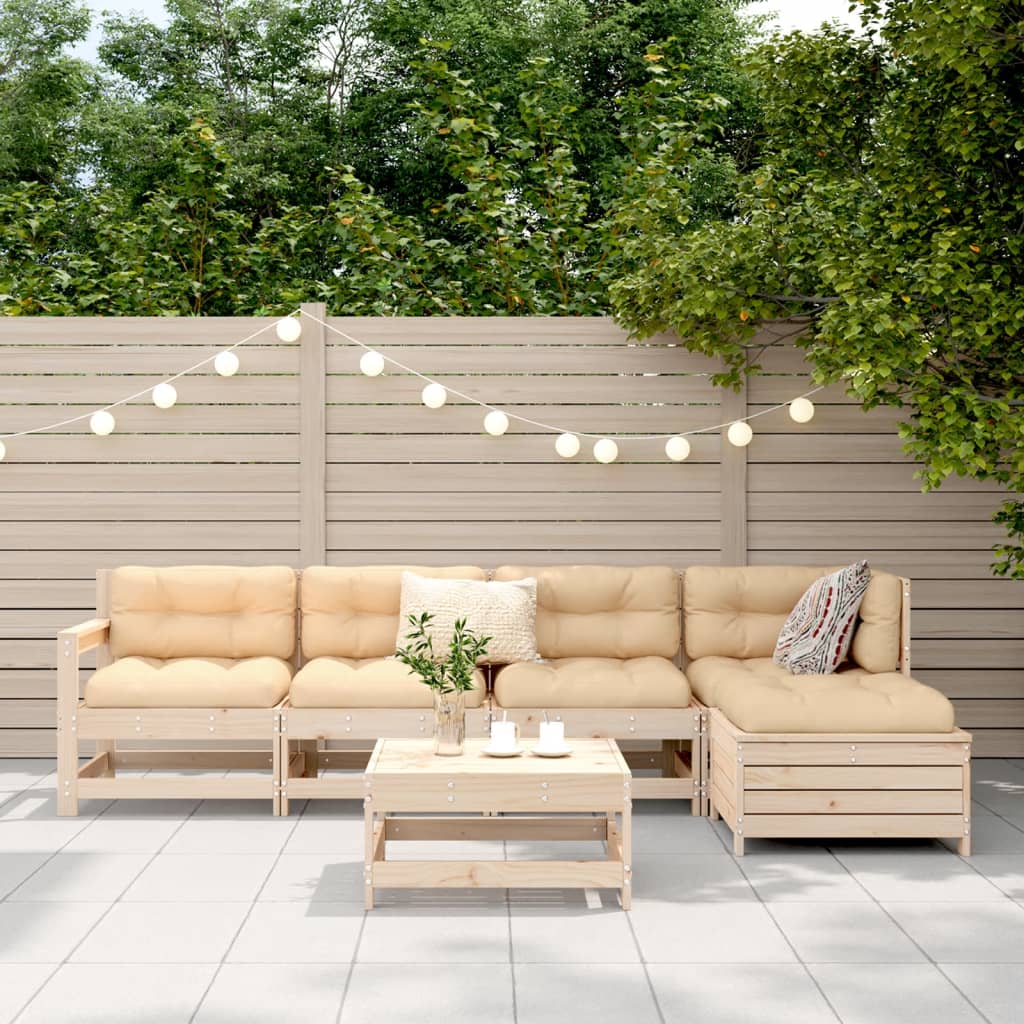6 Piece Garden Sofa Set Solid Wood Pine