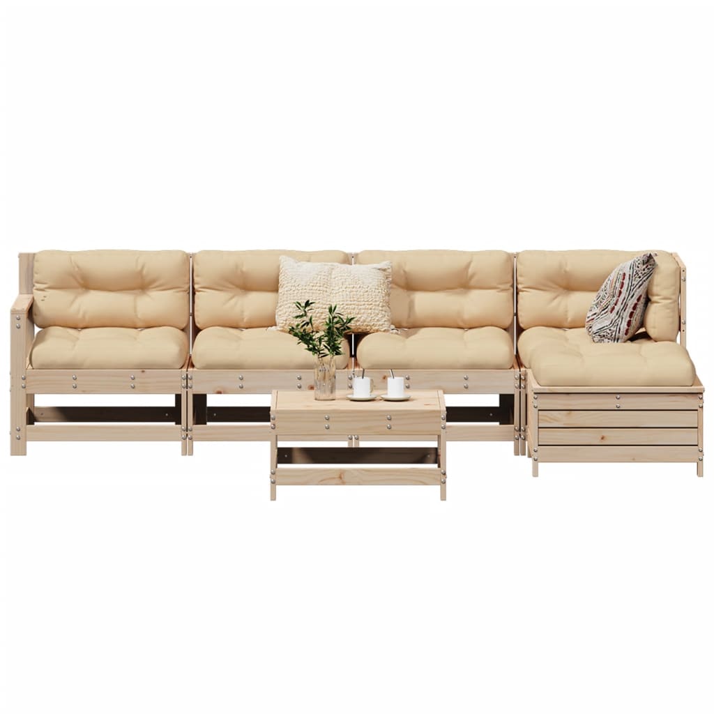 6 Piece Garden Sofa Set Solid Wood Pine