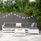 6 Piece Garden Sofa Set White Solid Wood Pine