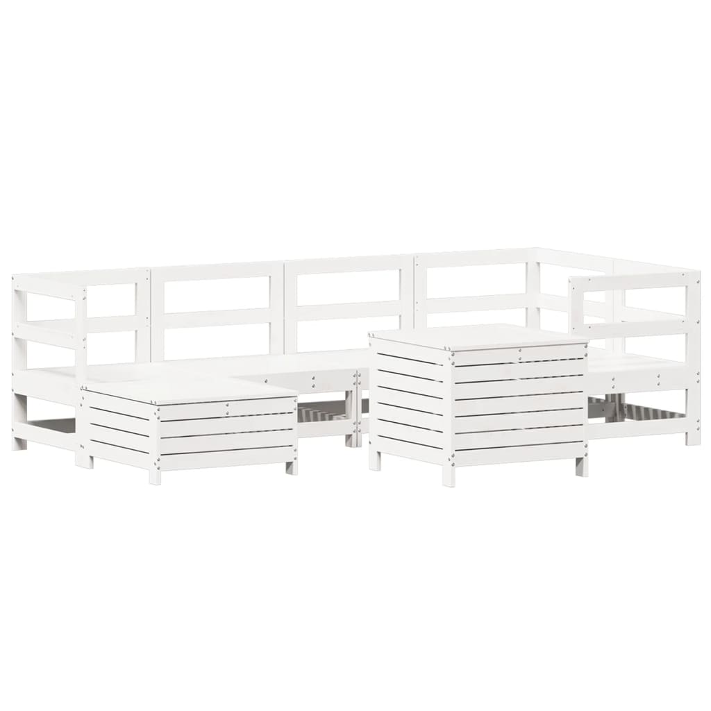 7 Piece Garden Sofa Set White Solid Wood Pine