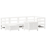 7 Piece Garden Sofa Set White Solid Wood Pine