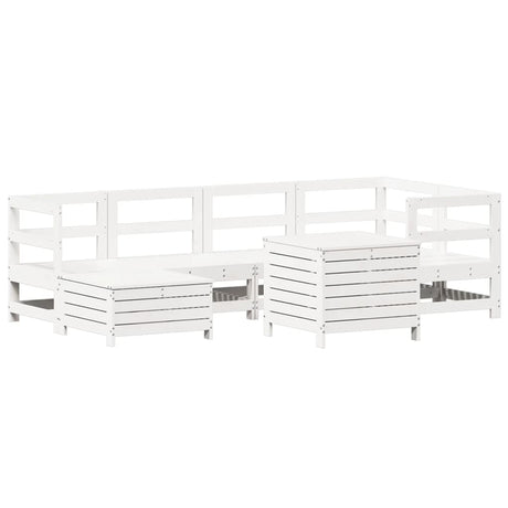 7 Piece Garden Sofa Set White Solid Wood Pine