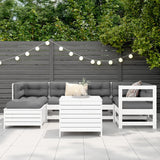 7 Piece Garden Sofa Set White Solid Wood Pine