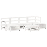 7 Piece Garden Sofa Set White Solid Wood Pine