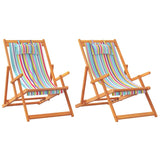 vidaXL Folding Beach Chairs 2 pcs Multicolour Fabric